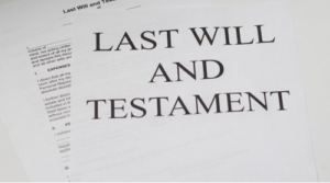 Last will and testament A legal document titled “Last Will and Testament” displayed on a desk.